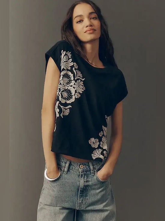 Anthropologie Tops - NWT! Anthropologie Embroidered Topanga Tee Sz XL